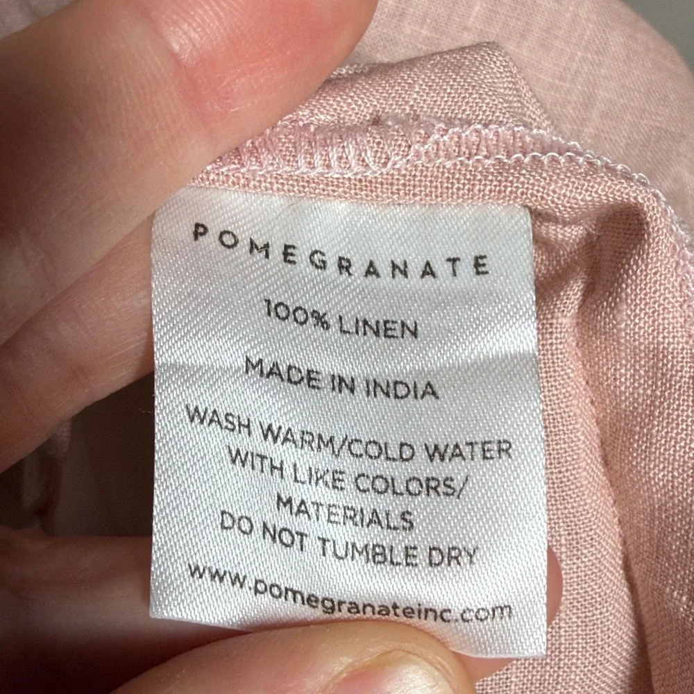Pomegranate 100% Linen Pink Blush Pintuck Pleated Shift Dress‎ XS